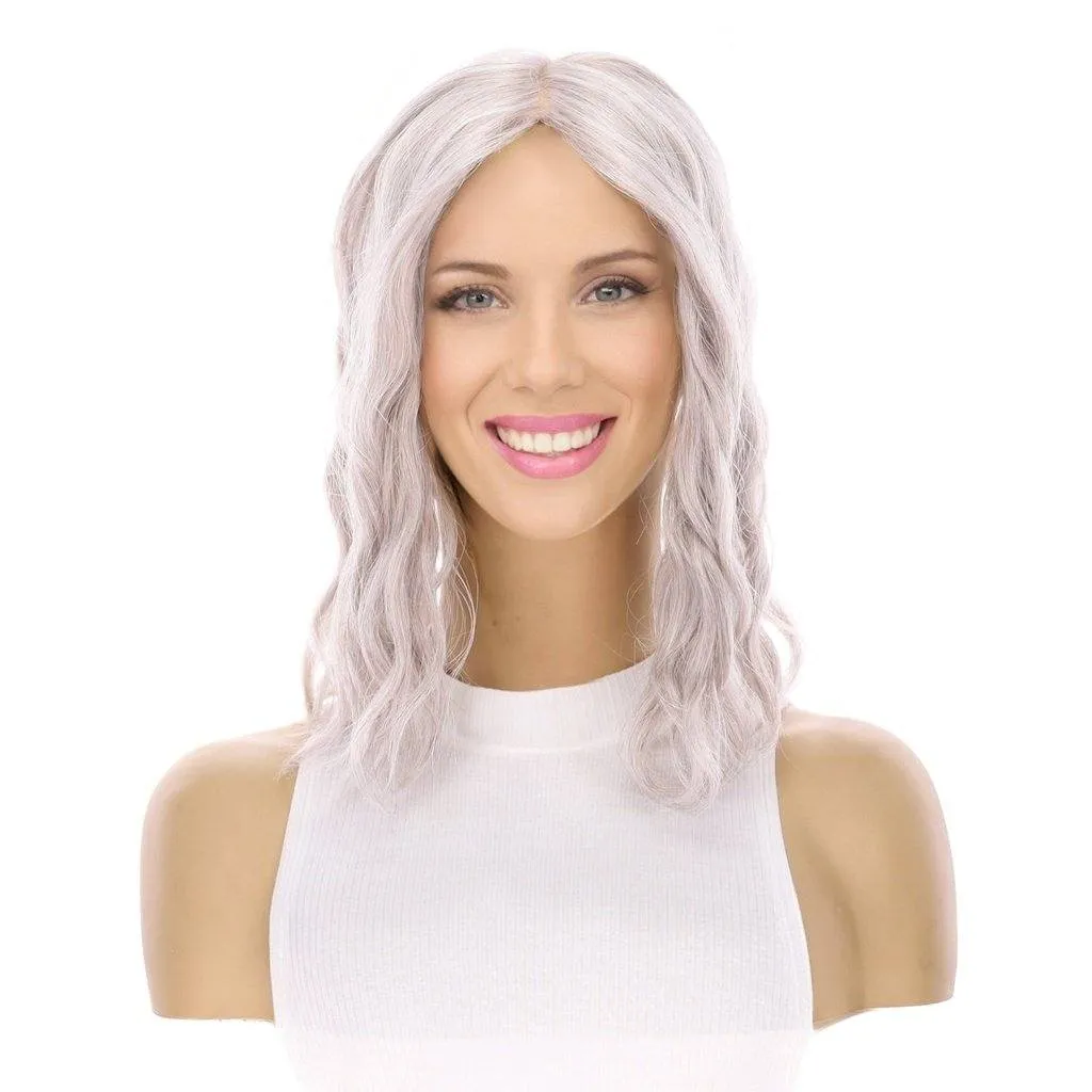 14" Emerald Silk Top Topper Snow Grey Wavy