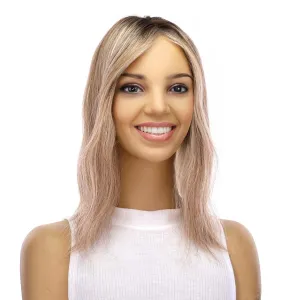 14" Topaz Lace Top Topper Ashy Blonde w/ Highlights Slightly Wavy