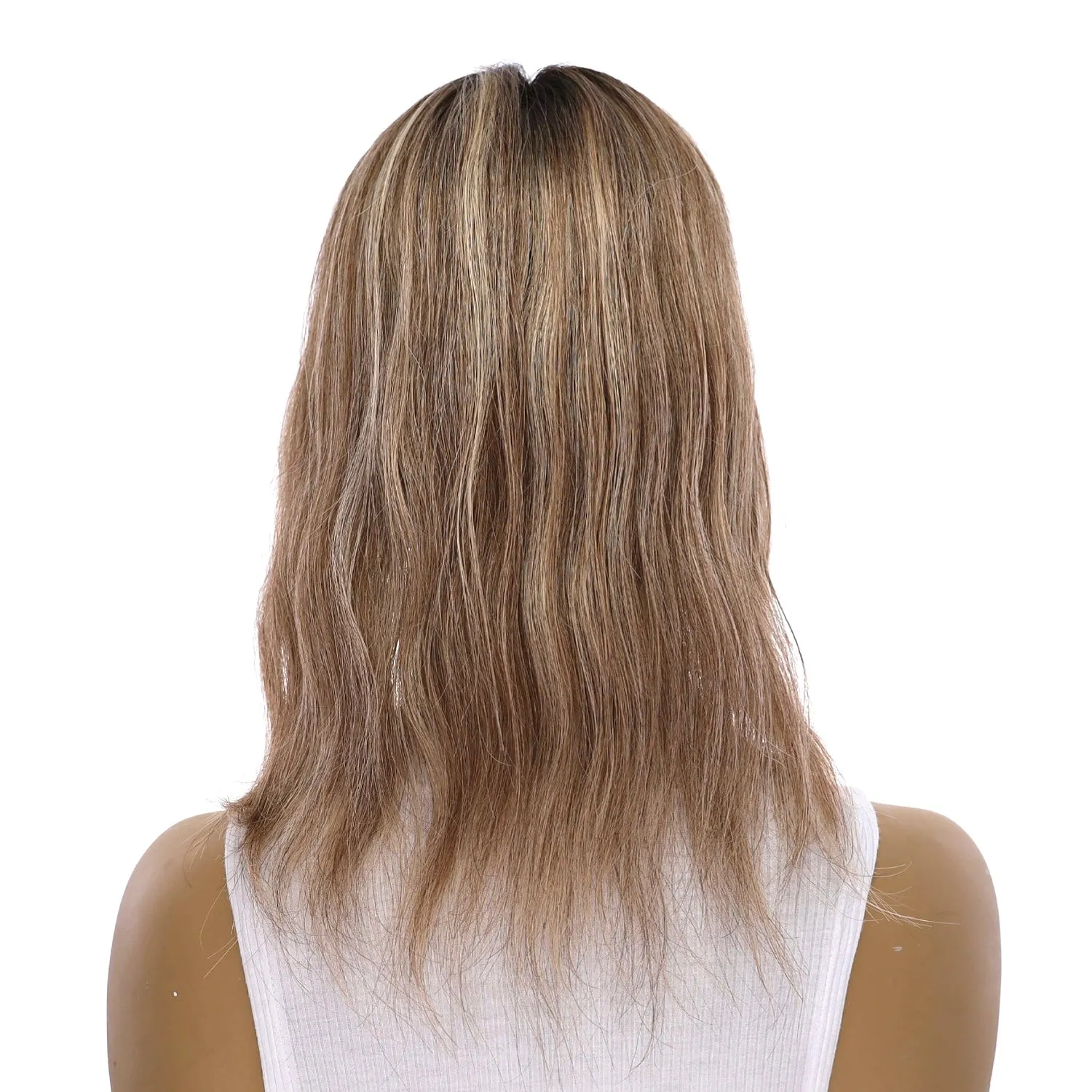14" Topaz Lace Top Topper Ashy Blonde w/ Highlights Slightly Wavy