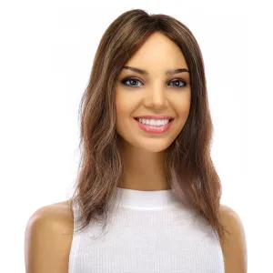 14" Topaz Lace Top Topper Dark Brown w/ Highlights Wavy
