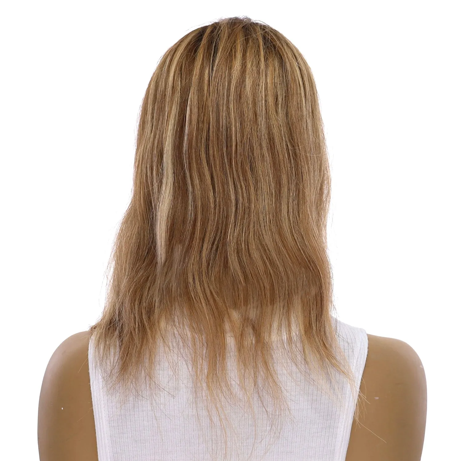 14" Topaz Lace Top Topper Medium Blonde w/ Highlights Slightly Wavy