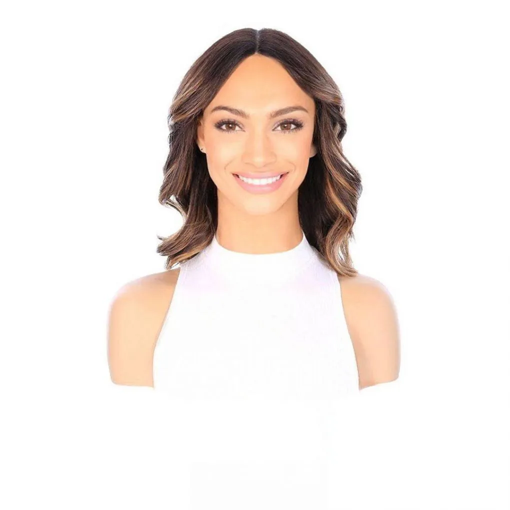 16" Divine Luxe Lace Top Wig #Dark Brown w/ Honey Blonde Balayage