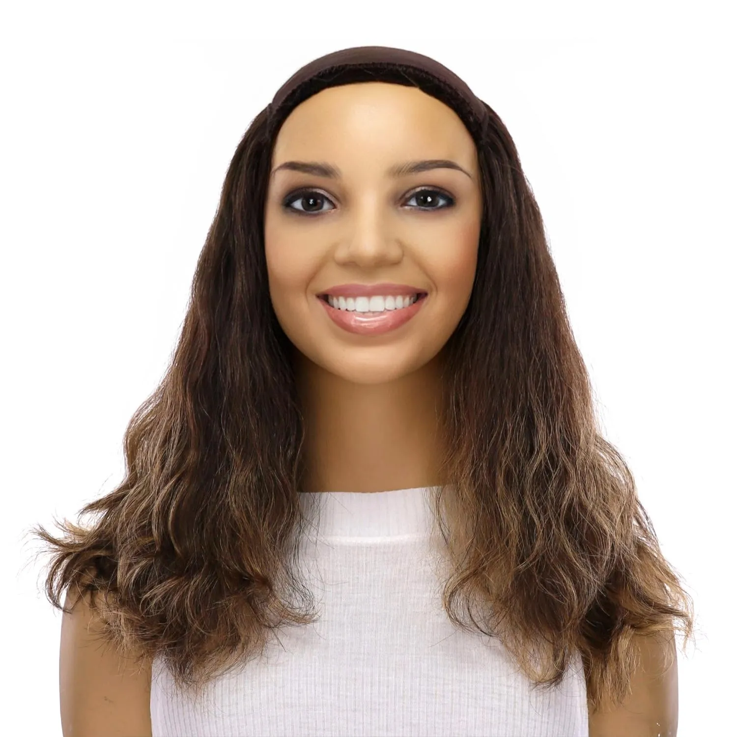 16" HatFall Wig Dark Brown Balayage Wavy