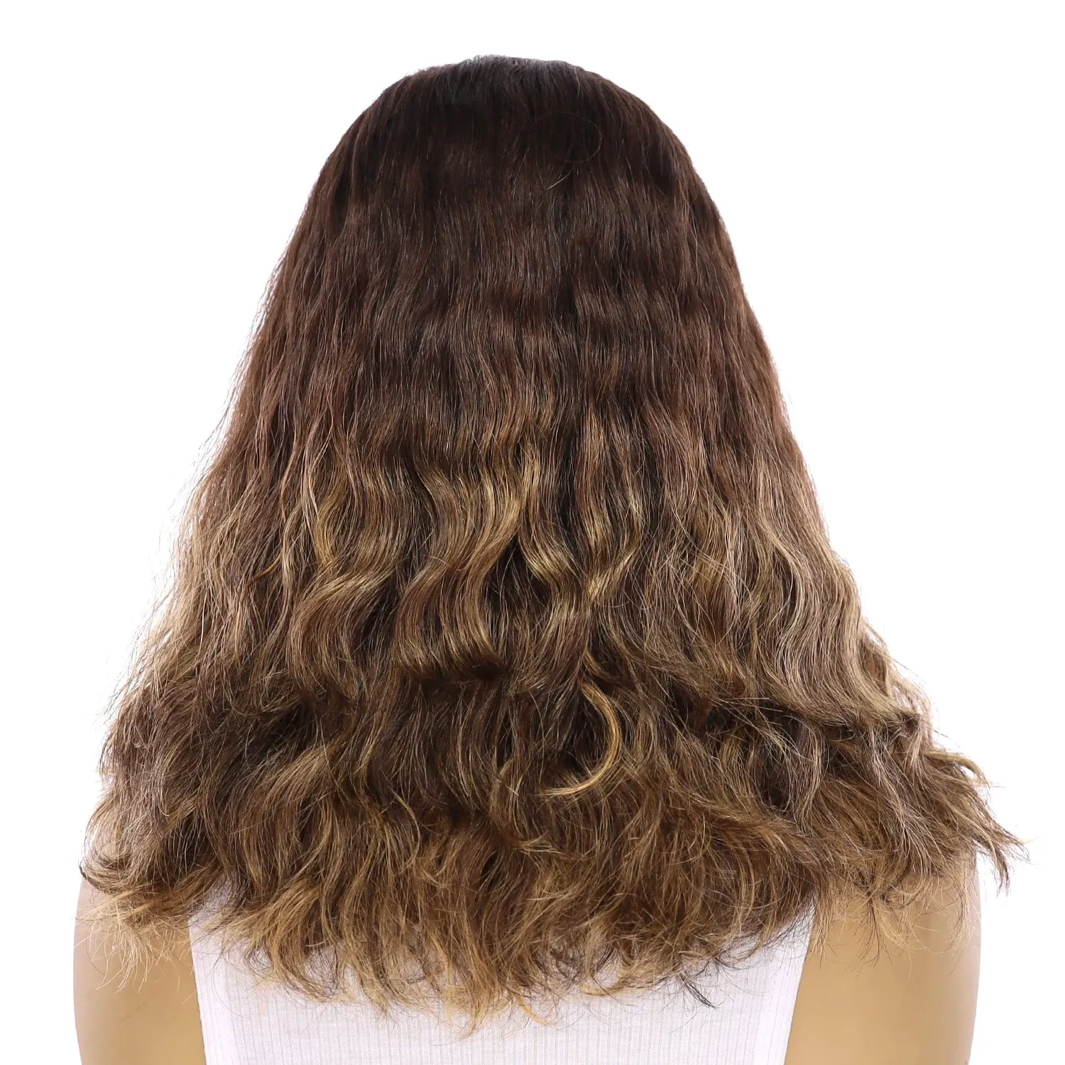 16" HatFall Wig Dark Brown Balayage Wavy