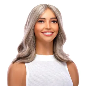 16" Ponytail Silk Part Wig Champagne Grey