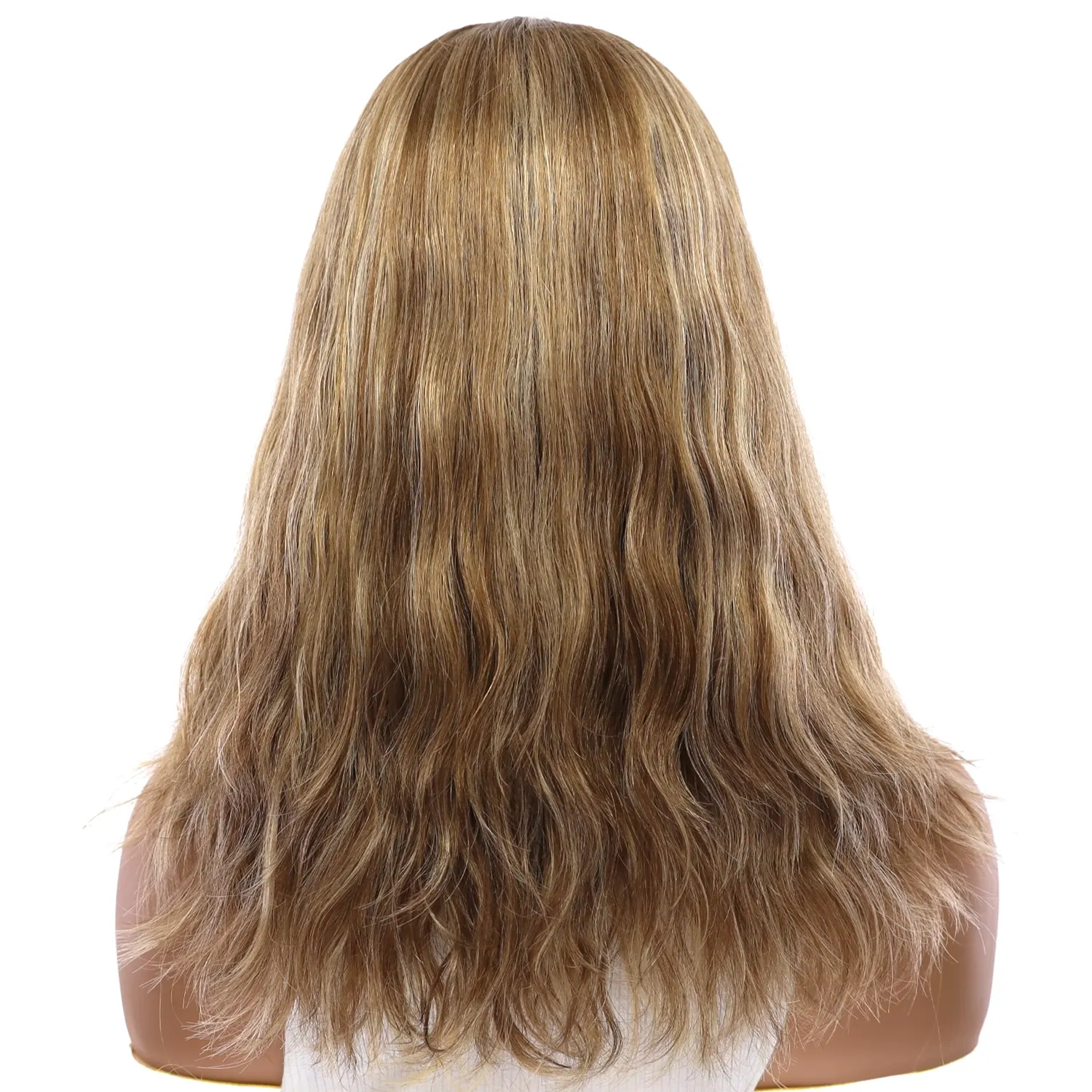 16" Ponytail Silk Part Wig Medium Blonde Wavy