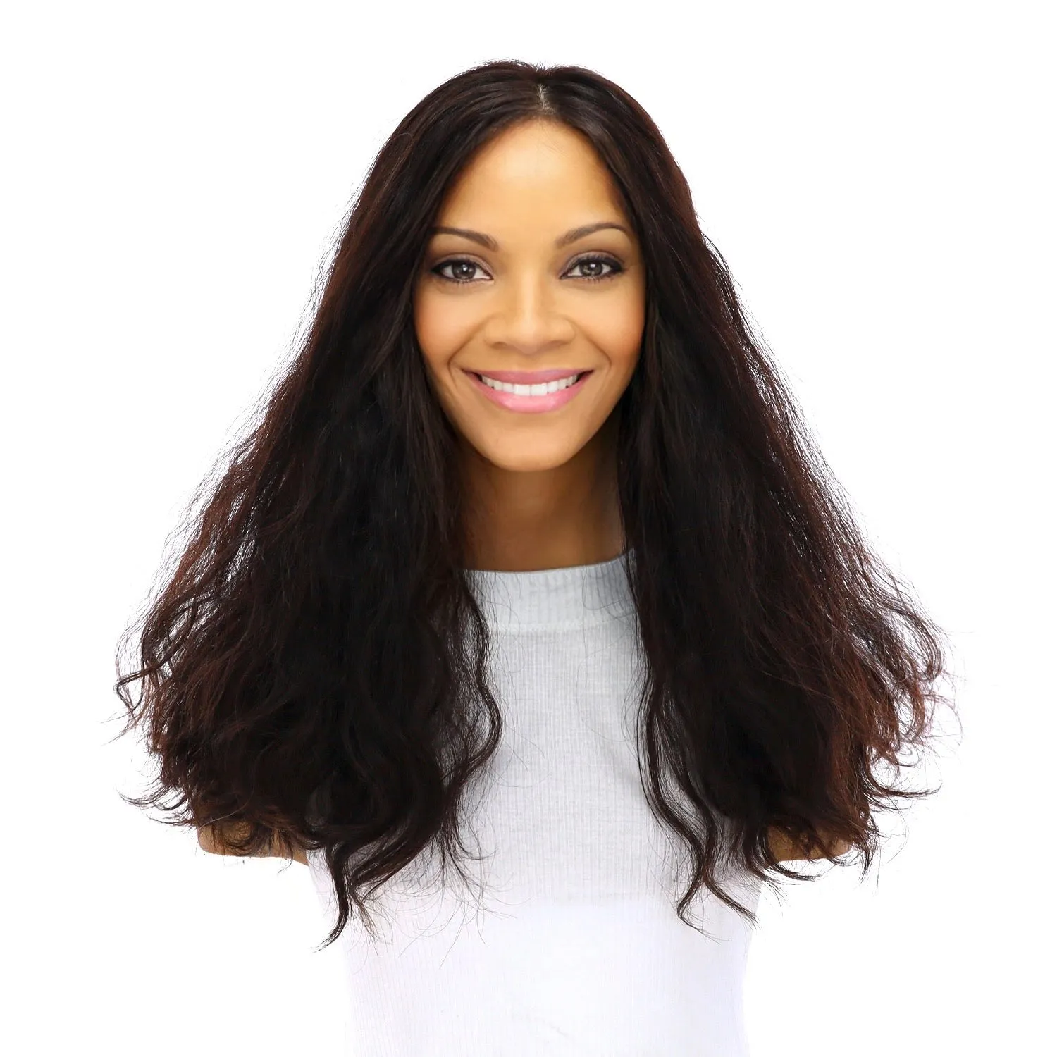 18" Emerald Silk Top Topper Natural Black Wavy