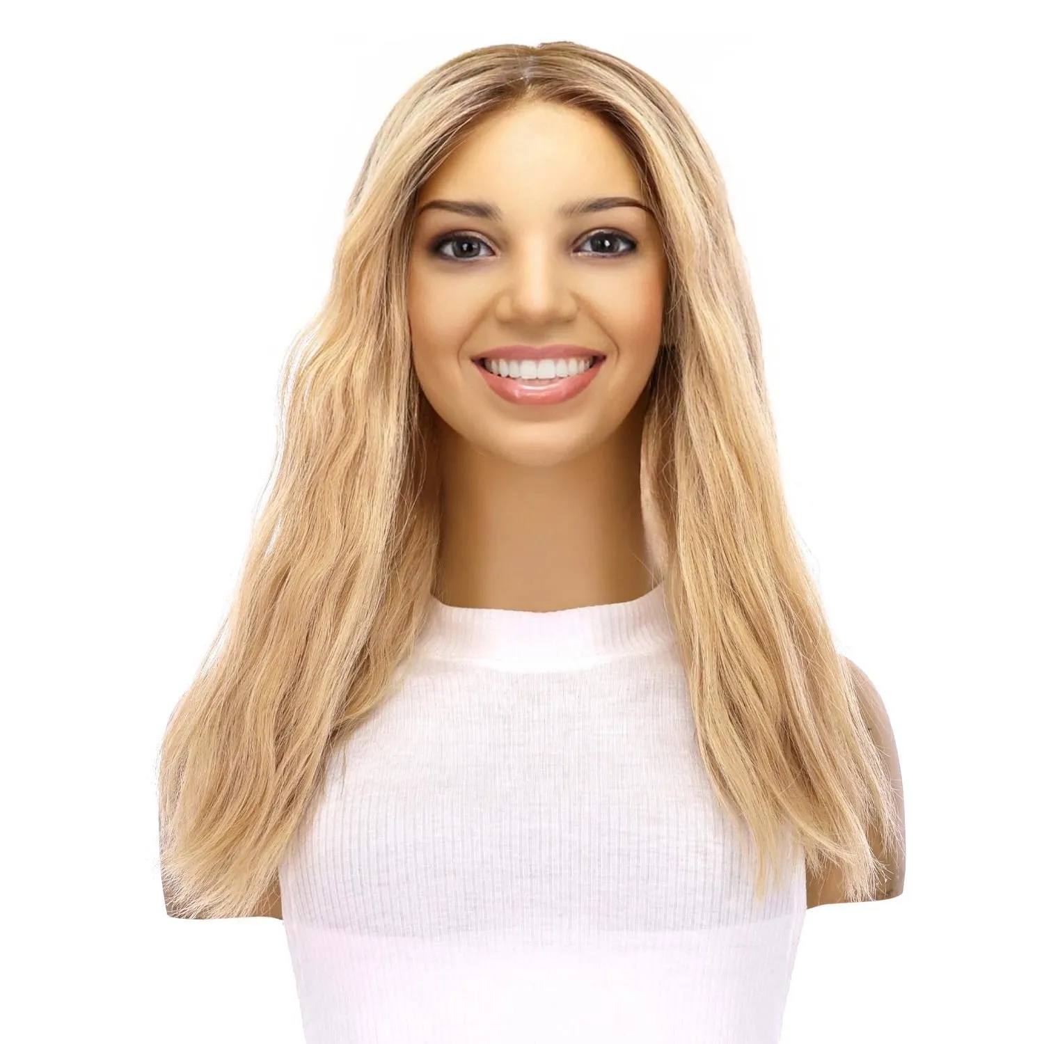18" Princess Silk Top Wig Golden Blonde Wavy