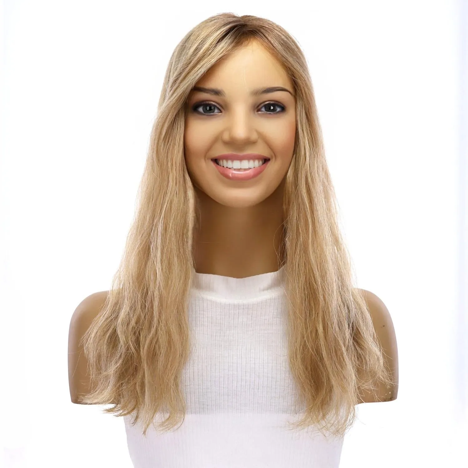 18" Topaz Lace Top Topper Ash Blonde Wavy