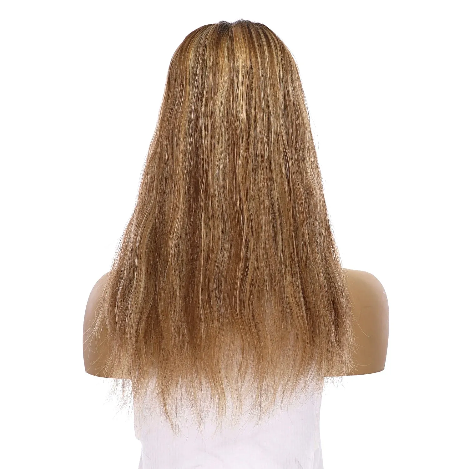 18" Topaz Lace Top Topper Medium Blonde w/ Highlights Slightly Wavy