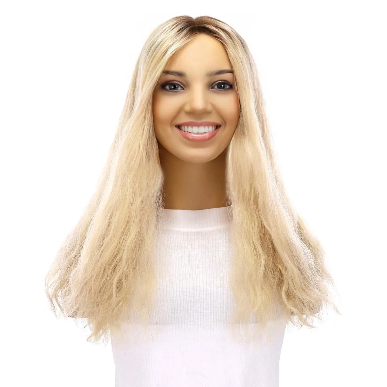 18" Topaz Lace Top Topper Platinum Blonde Wavy