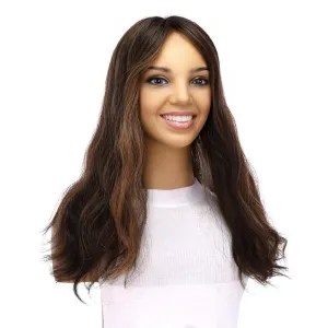 18" Topaz Lace Top Topper Soft Black w/ Highlights Slightly Wavy