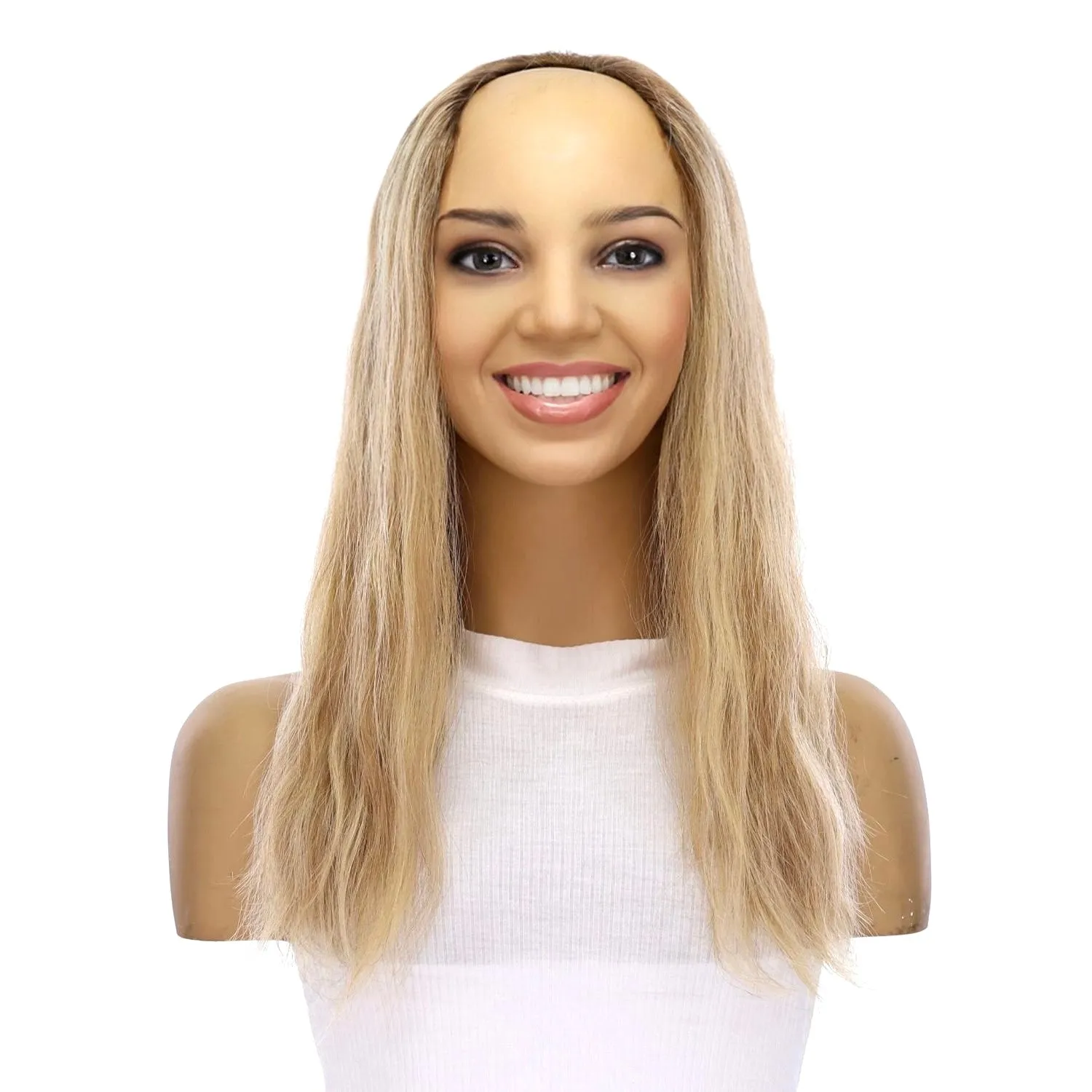 18" U-Shape Topper Ash Blonde Wavy
