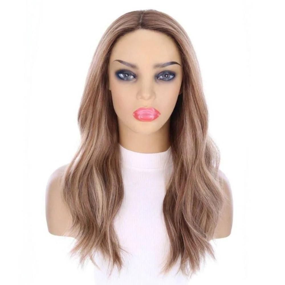 22" Ponytail Silk Part Wig Medium Blonde w/ Partial Rooting