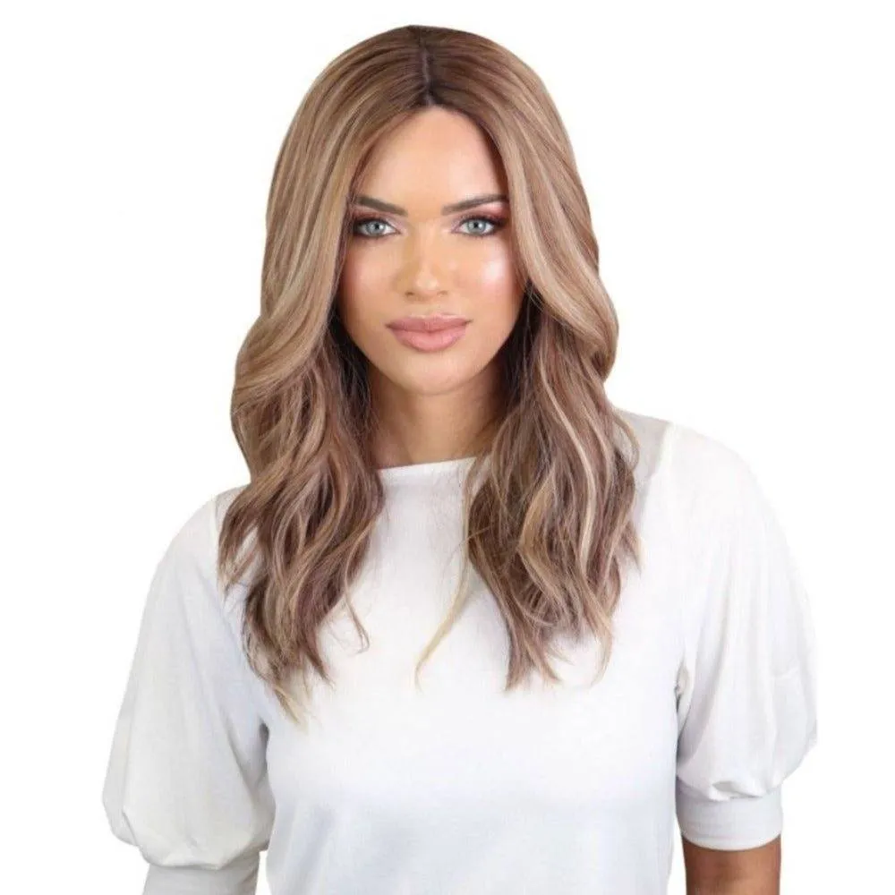 22" Ponytail Silk Part Wig Medium Blonde w/ Partial Rooting