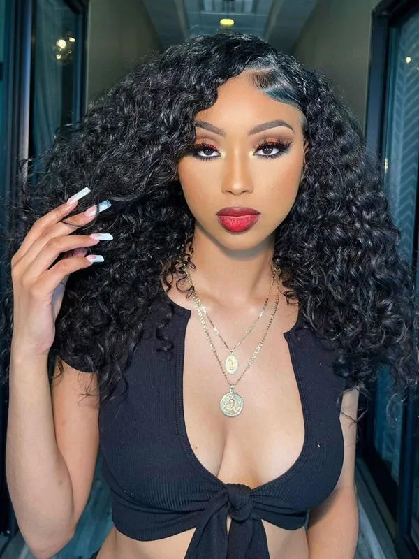 24hrs shipping Chinalacewig HD Film Lace 13x6 Lace Front Wig Deep Curly Wigs With Bleached Knots CF281