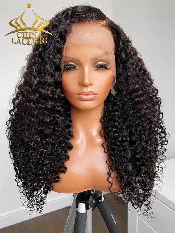 24hrs shipping Chinalacewig HD Film Lace 13x6 Lace Front Wig Deep Curly Wigs With Bleached Knots CF281
