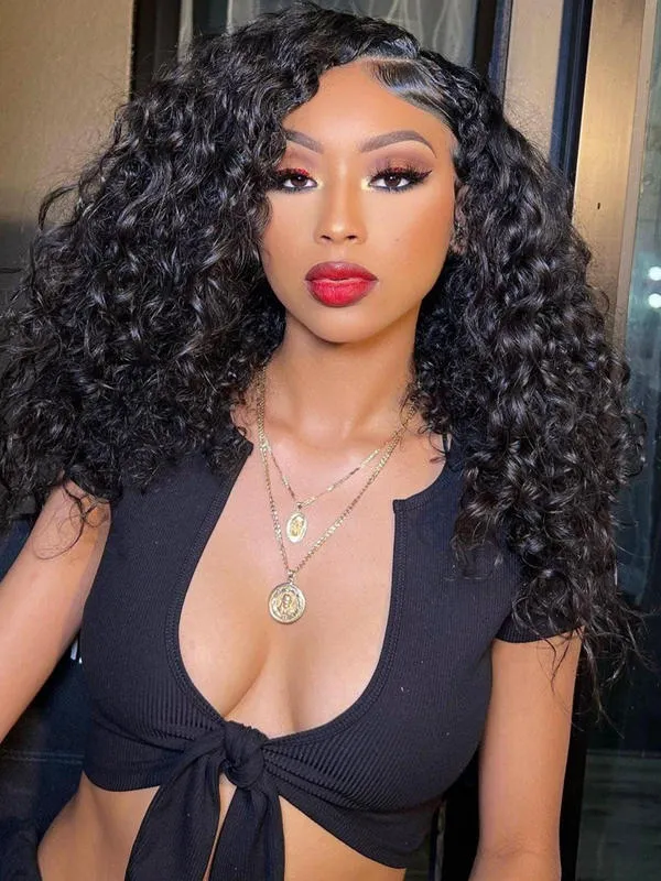 24hrs shipping Chinalacewig HD Film Lace 13x6 Lace Front Wig Deep Curly Wigs With Bleached Knots CF281