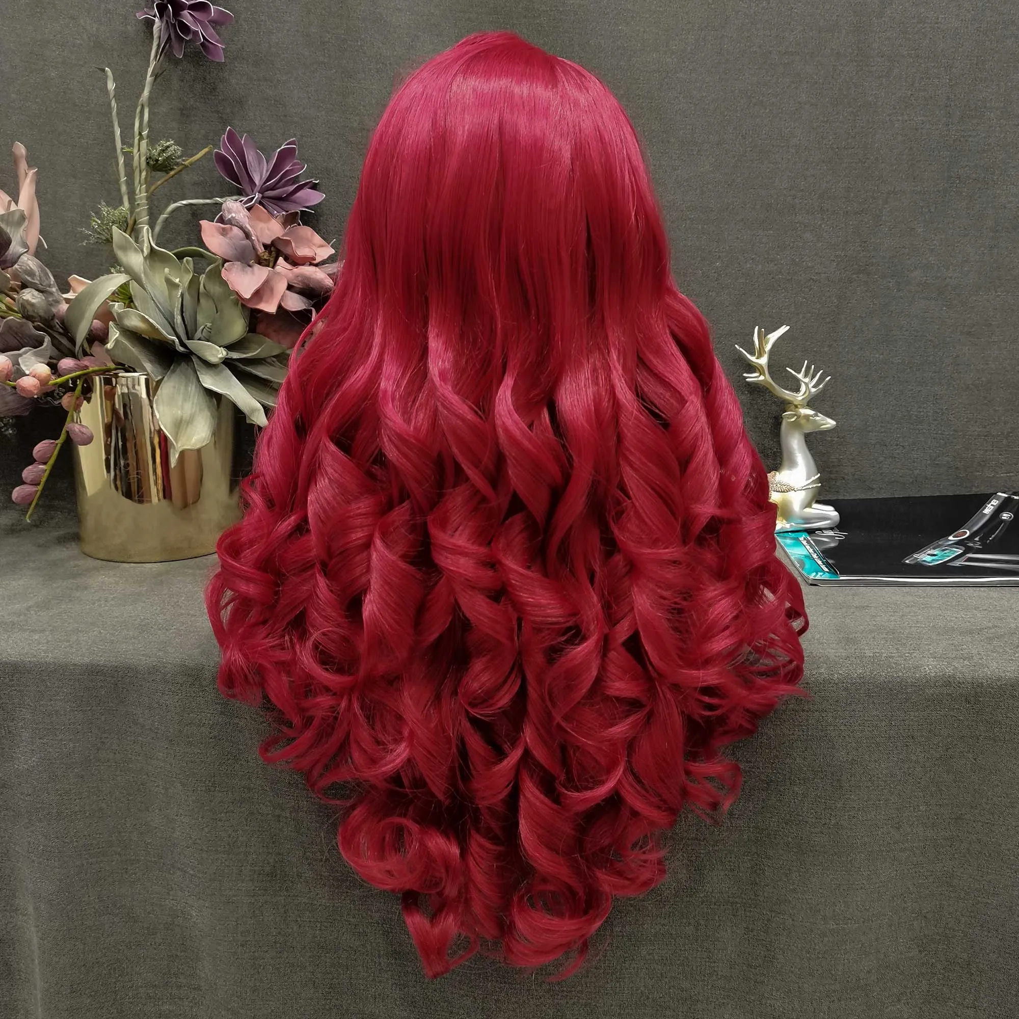 Ariel - Fire Red Long Wavy Synthetic Lace Front Wig Cosplay Wig Imstyle