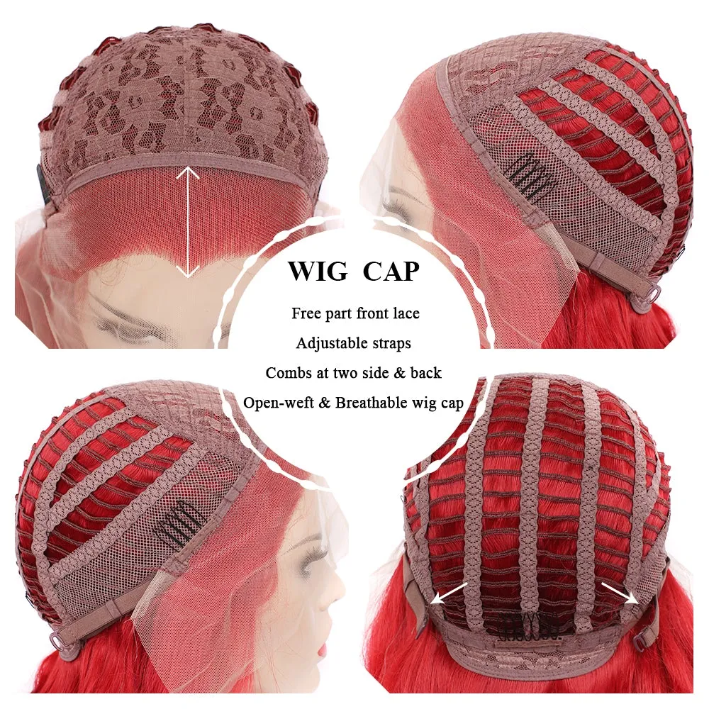 Ariel - Fire Red Long Wavy Synthetic Lace Front Wig Cosplay Wig Imstyle