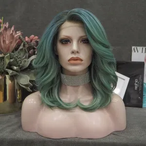Autumn-Green Wavy Synthetic Lace Front Wig