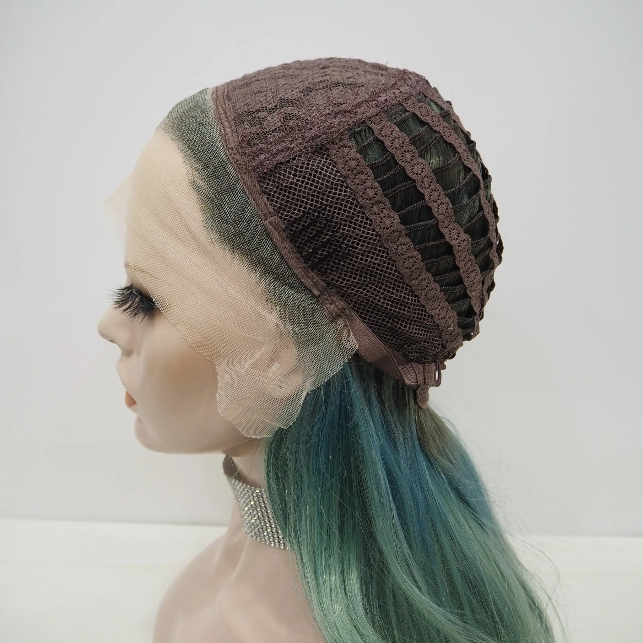 Autumn-Green Wavy Synthetic Lace Front Wig