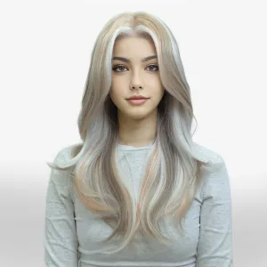 IMstyle Aria calico style grey beige blonde layer cut T-part lace front Glueless wigs TK126-2479
