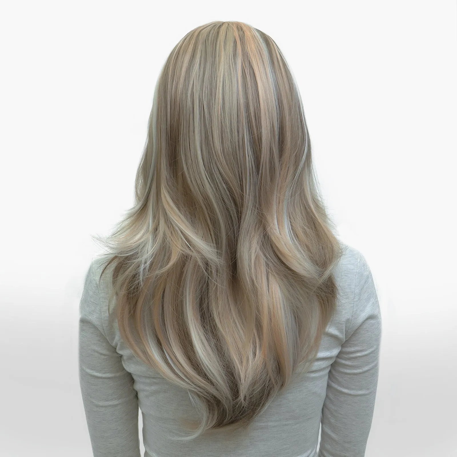 IMstyle Aria calico style grey beige blonde layer cut T-part lace front Glueless wigs TK126-2479