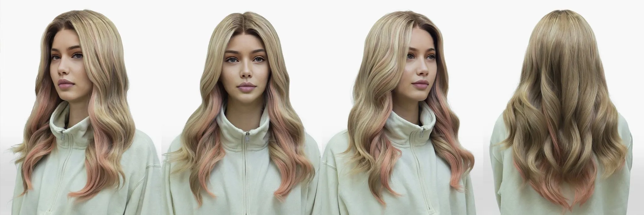 IMstyle Gemma dirty blonde with dark root pinky highlight 24 inches T part glueless lace front wigs TK112-2457