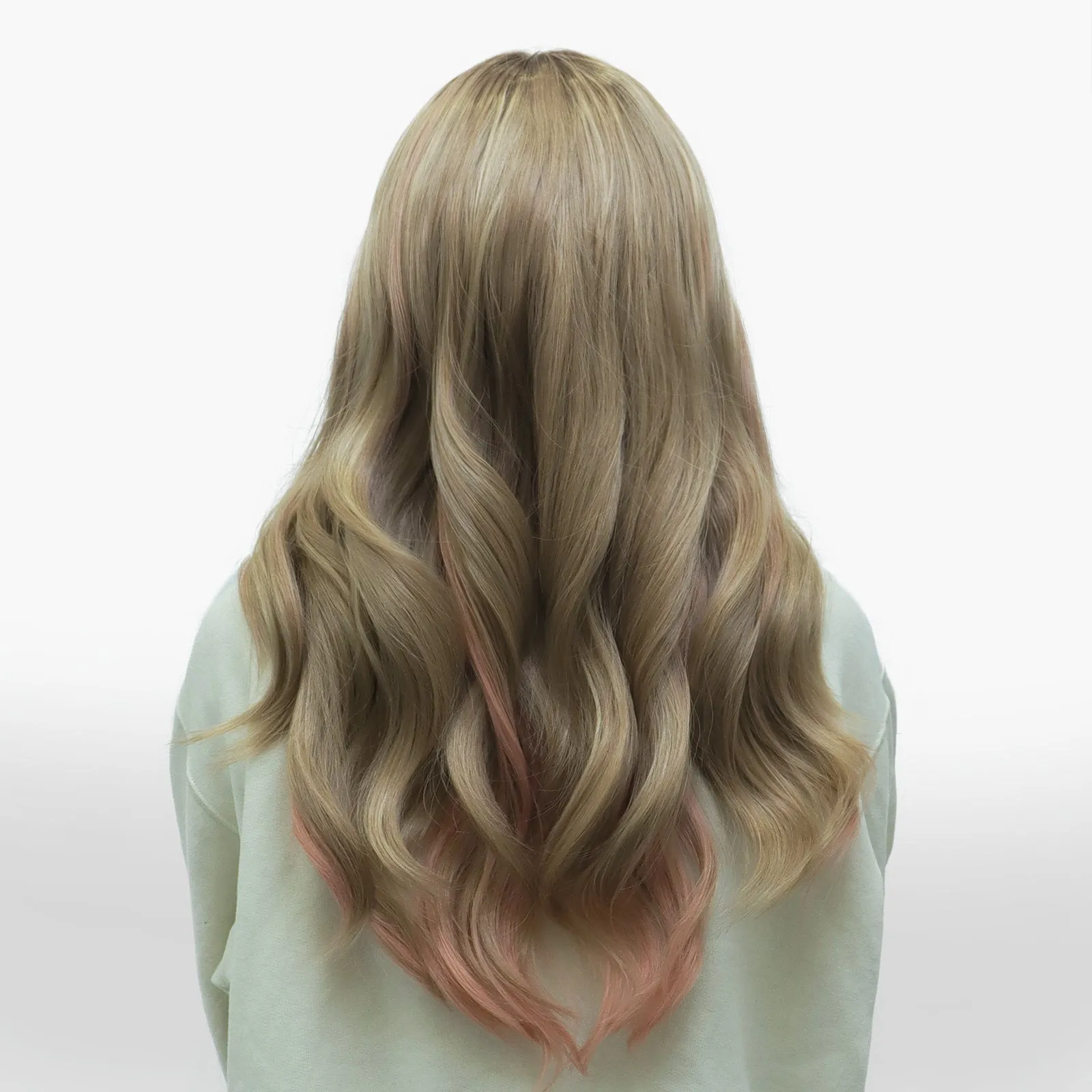 IMstyle Gemma dirty blonde with dark root pinky highlight 24 inches T part glueless lace front wigs TK112-2457