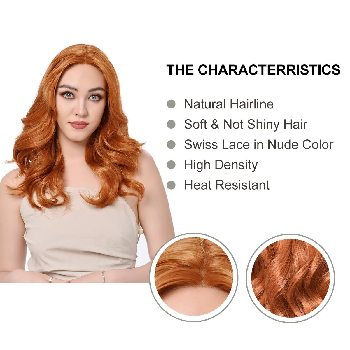 Imstyle-Jassie-wigs 22 inches Auburn orange wavy lace wigs