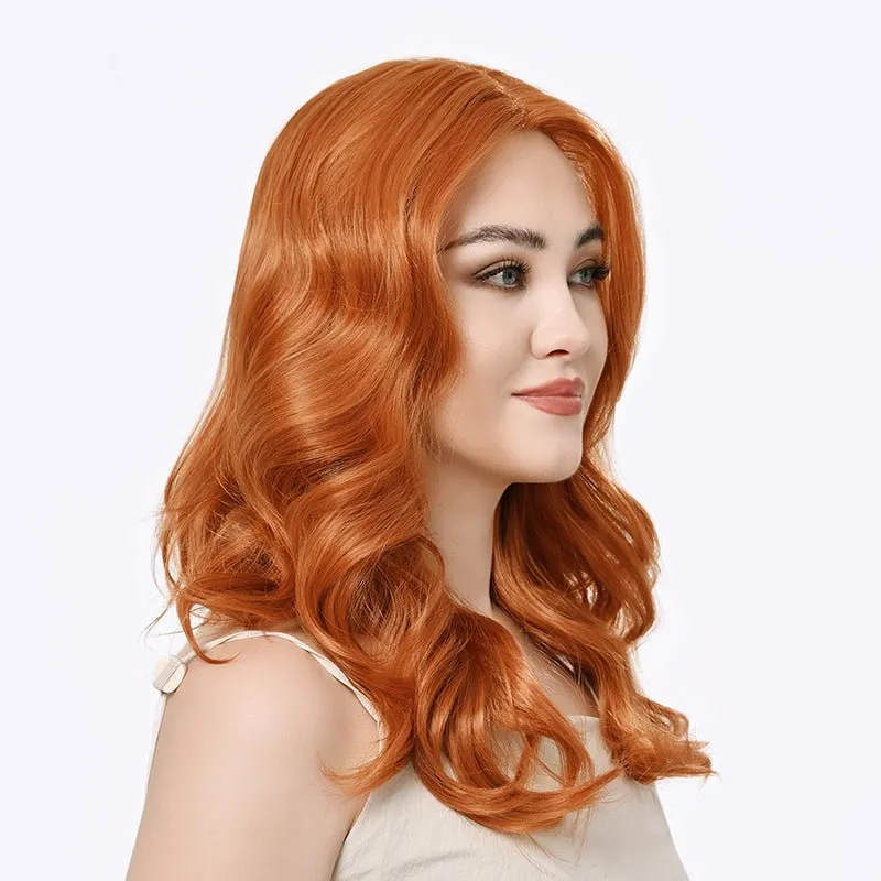 Imstyle-Jassie-wigs 22 inches Auburn orange wavy lace wigs