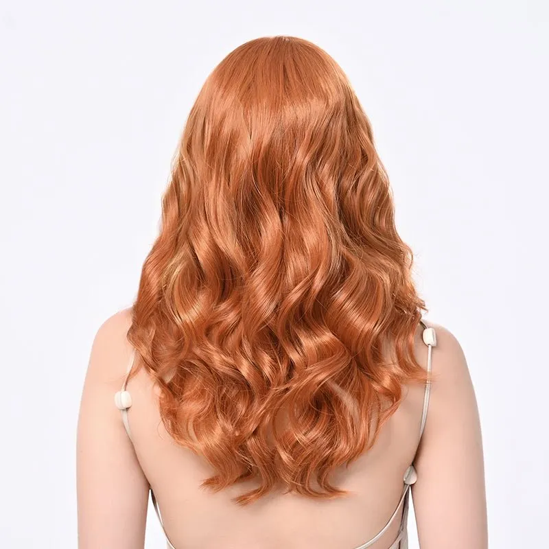 Imstyle-Jassie-wigs 22 inches Auburn orange wavy lace wigs