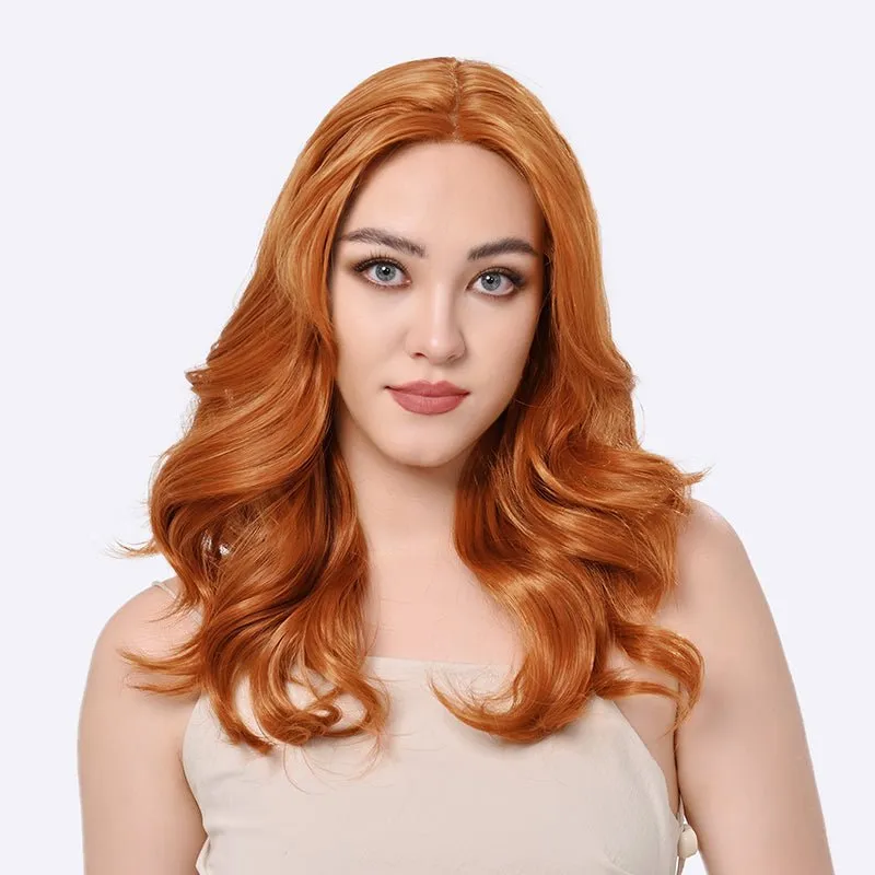Imstyle-Jassie-wigs 22 inches Auburn orange wavy lace wigs