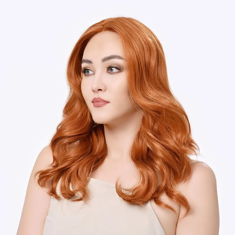 Imstyle-Jassie-wigs 22 inches Auburn orange wavy lace wigs
