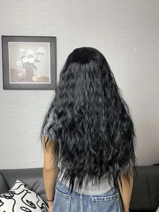 IMstyle Jennie 30 inches 13*3 glue less| Lace Synthetic Wigs | Long Black Hair | Small Water Wave Curly Hair | Everyday Essentials | DIY Hair Accessories | Heat Resistant | W217-C246-C13X3