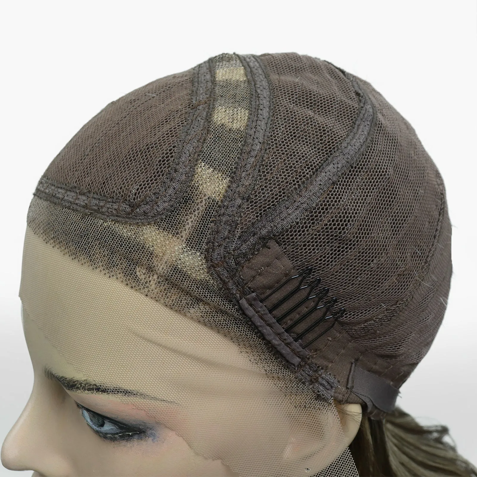 IMstyle Jodie Short Hairstyle Left Part Mocha Brown Blonde Highlight Low density Wavy Lace Wig K329-F6-276-L PART