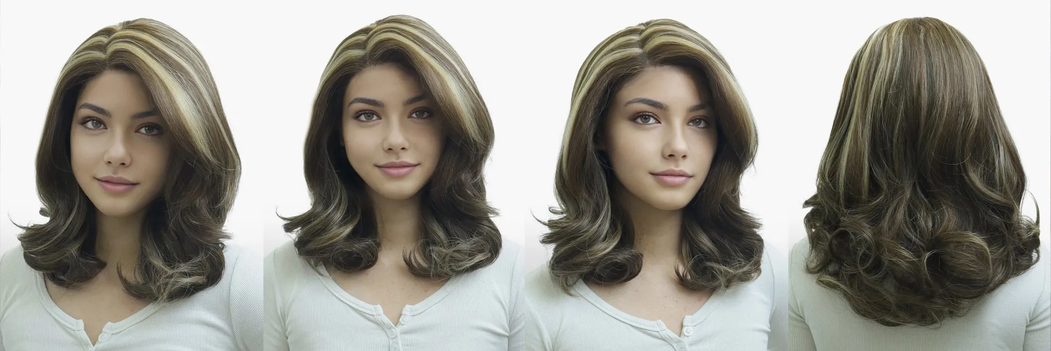 IMstyle Jodie Short Hairstyle Left Part Mocha Brown Blonde Highlight Low density Wavy Lace Wig K329-F6-276-L PART