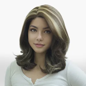 IMstyle Jodie Short Hairstyle Left Part Mocha Brown Blonde Highlight Low density Wavy Lace Wig K329-F6-276-L PART