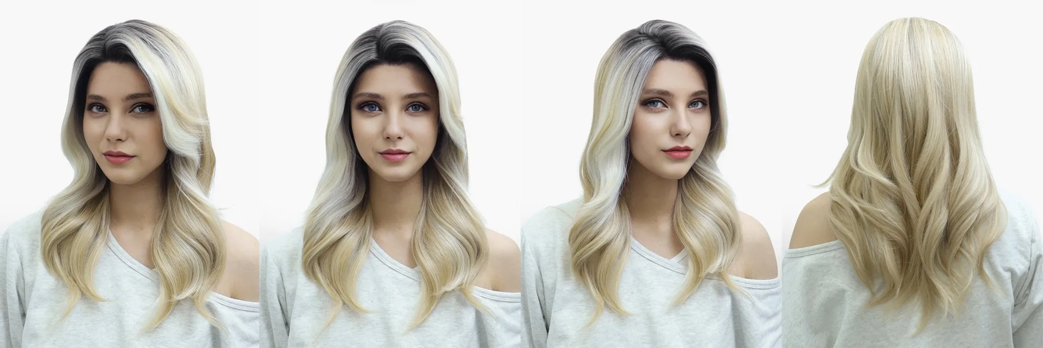 IMstyle Katerina golden blonde with highlight and dark root 26 inches soft curls 13*3 free part glueless lace front wigs K332-2033