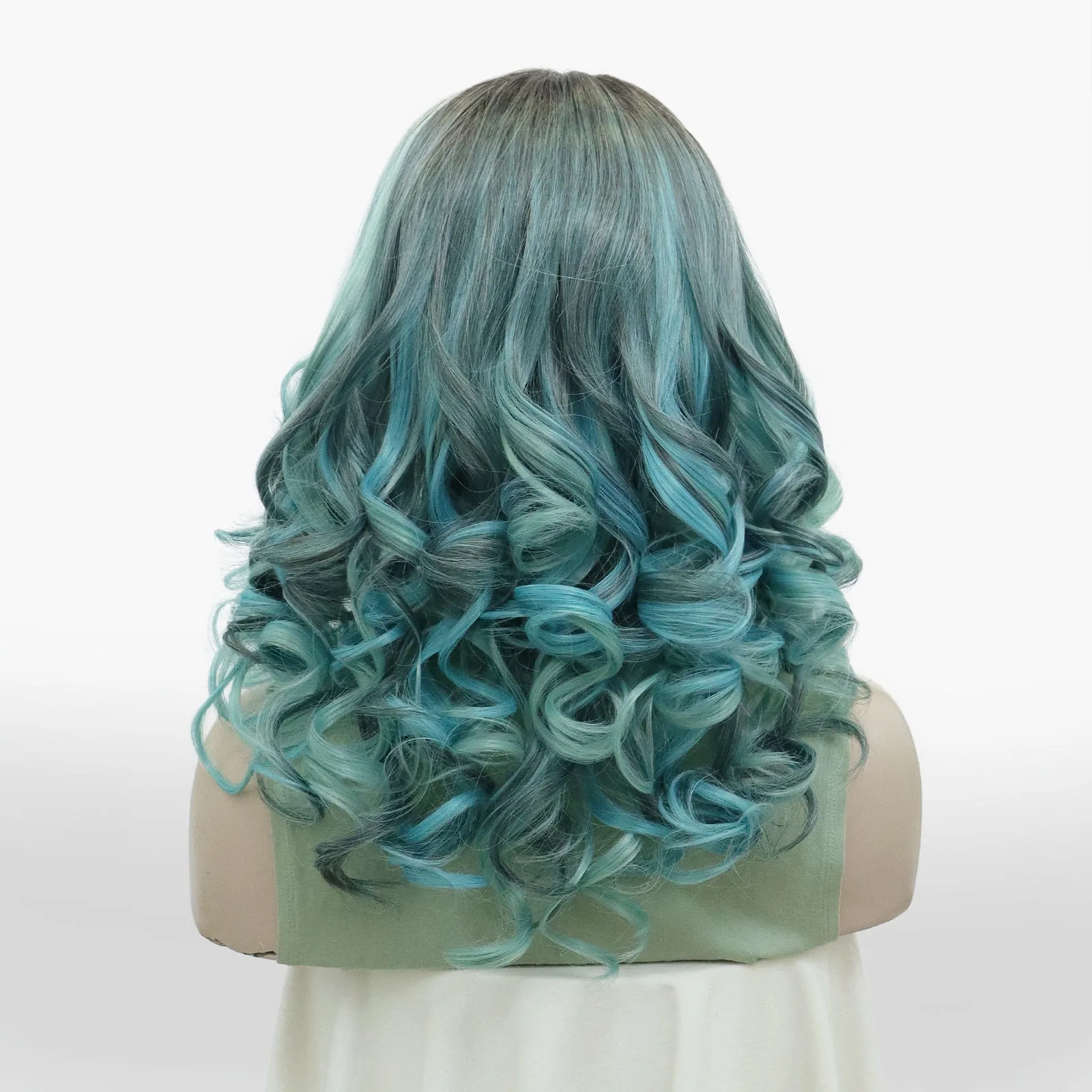 IMstyle Liz 80's vibe curly shoulder length 13*4 free part lace front wigs Green&Pink