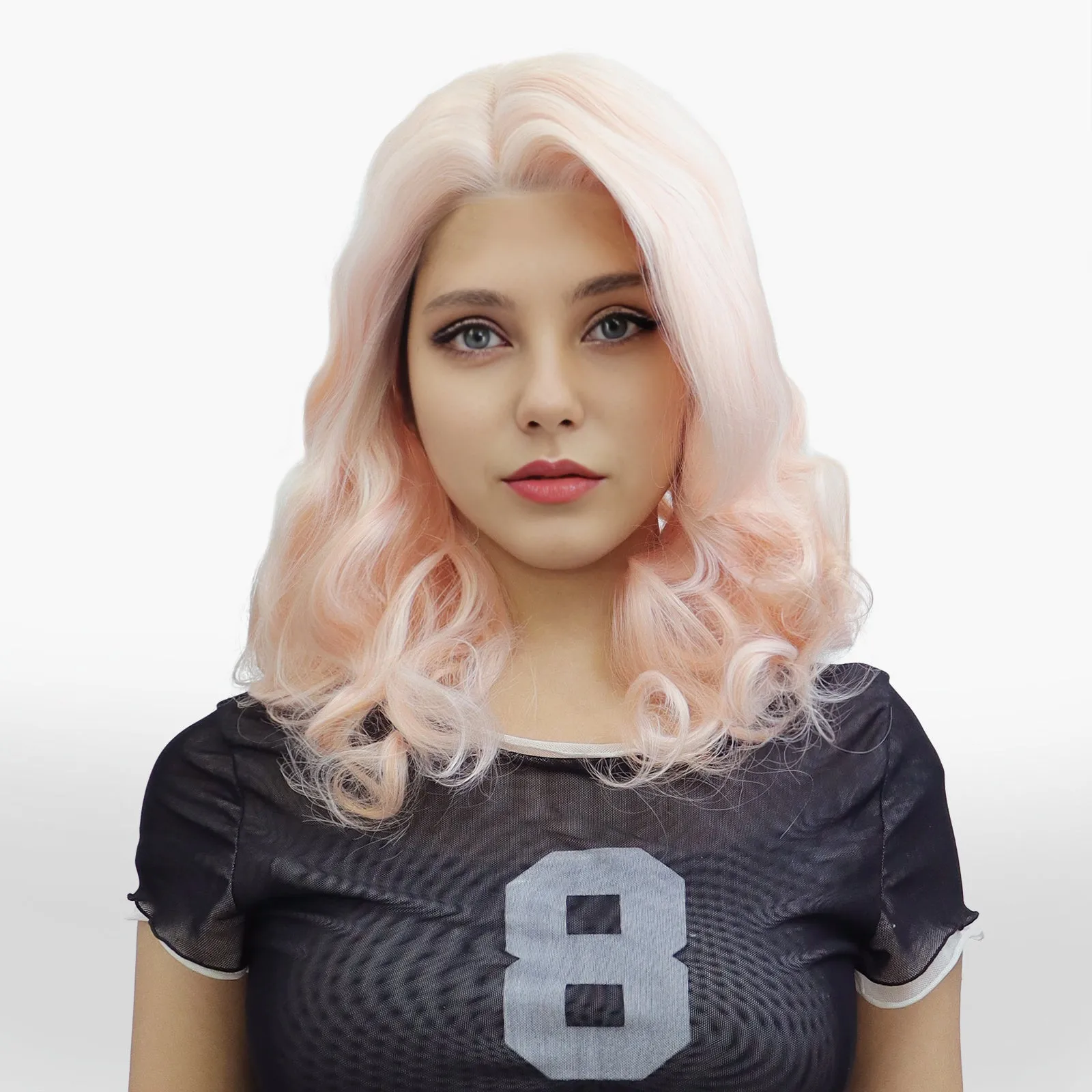 IMstyle Liz 80's vibe curly shoulder length 13*4 free part lace front wigs Green&Pink