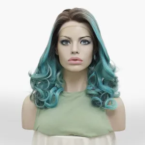 IMstyle Liz 80's vibe curly shoulder length 13*4 free part lace front wigs Green&Pink