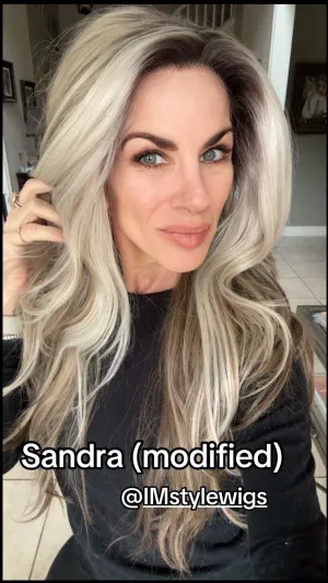 Imstyle-Sandra-brown and blonde with highlight wavy 26inches with no parting synthetic lace front wig