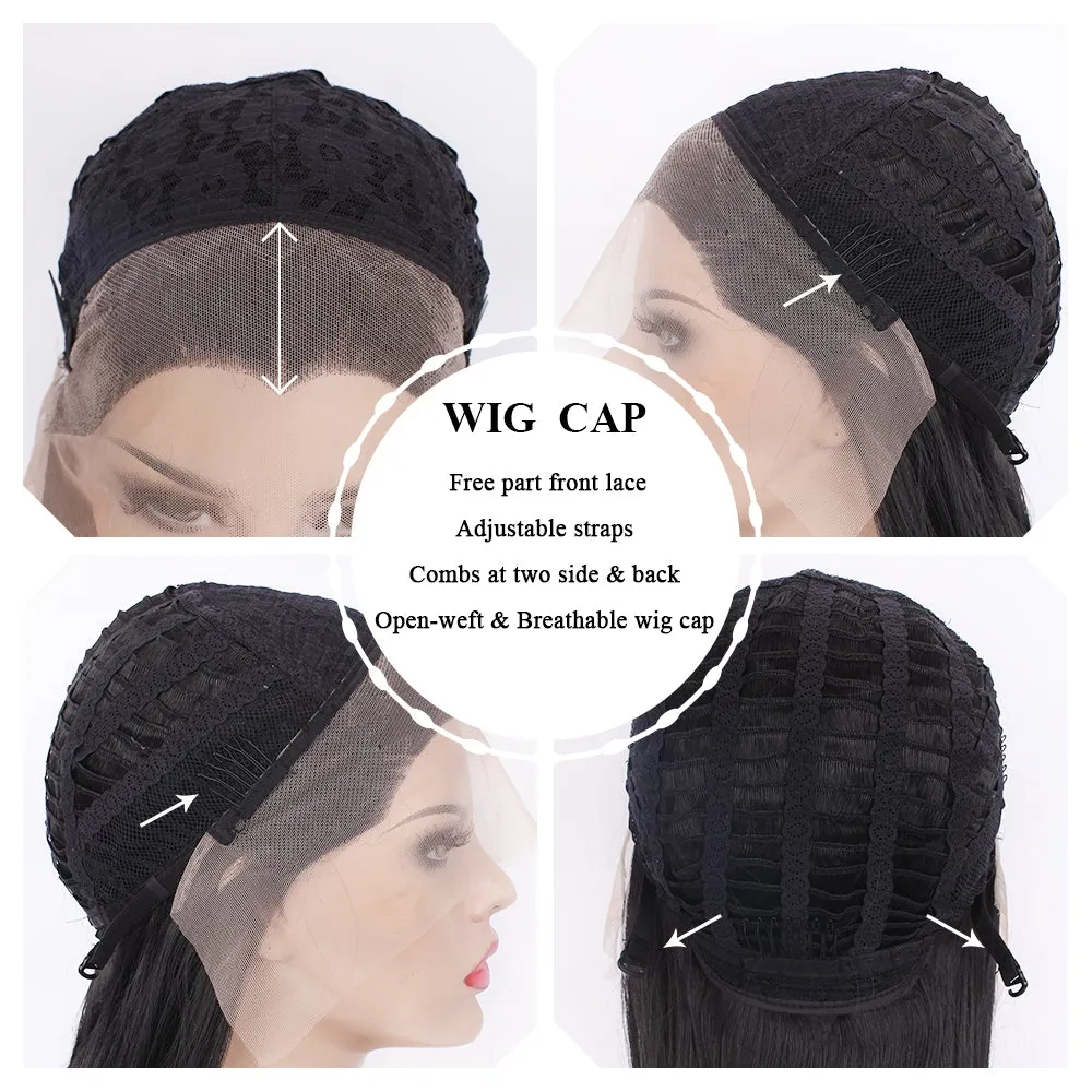 Jane - Black Long Wavy Synthetic Lace Front Wig For Cosplay