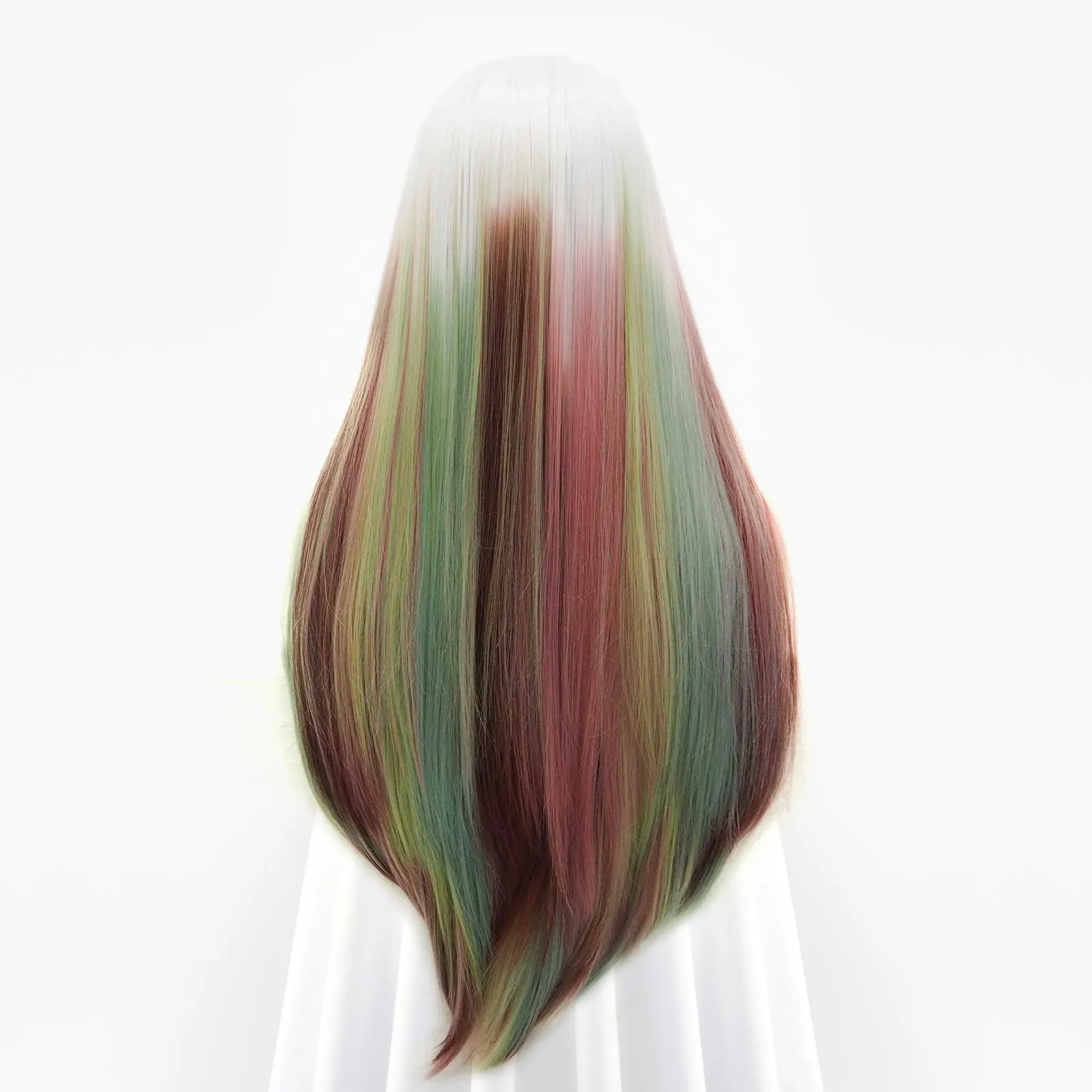 Layla - Red Green Blonde White Mixed Color Long Straight Synthetic Lace Front Wig