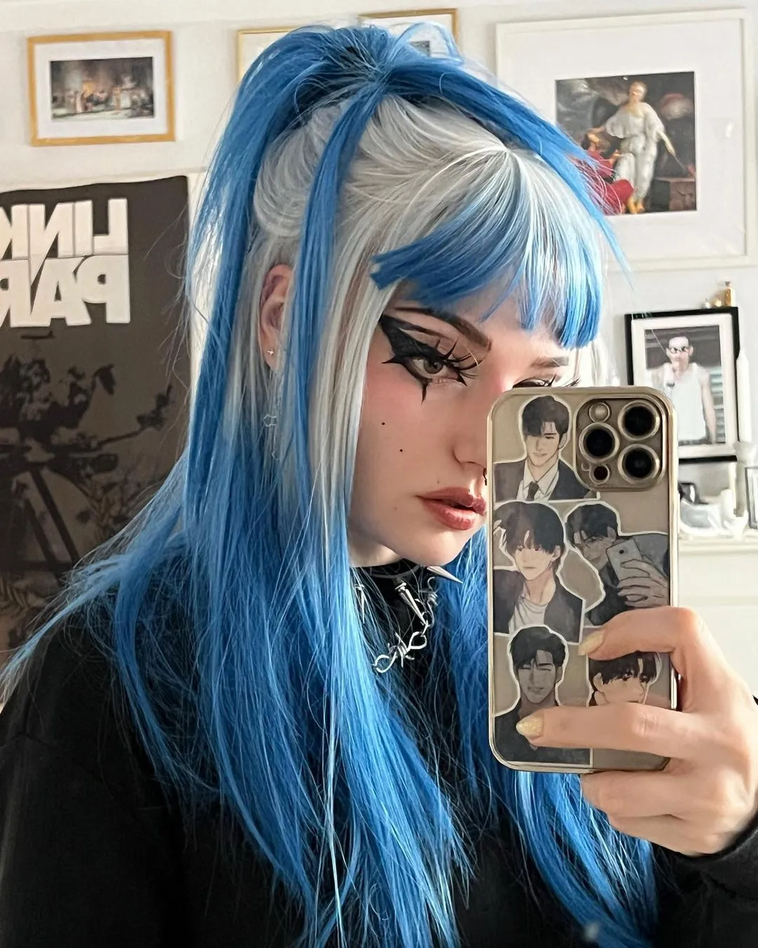 Lolita Harajuku Long Wavy Blue Ombre Girls Wig