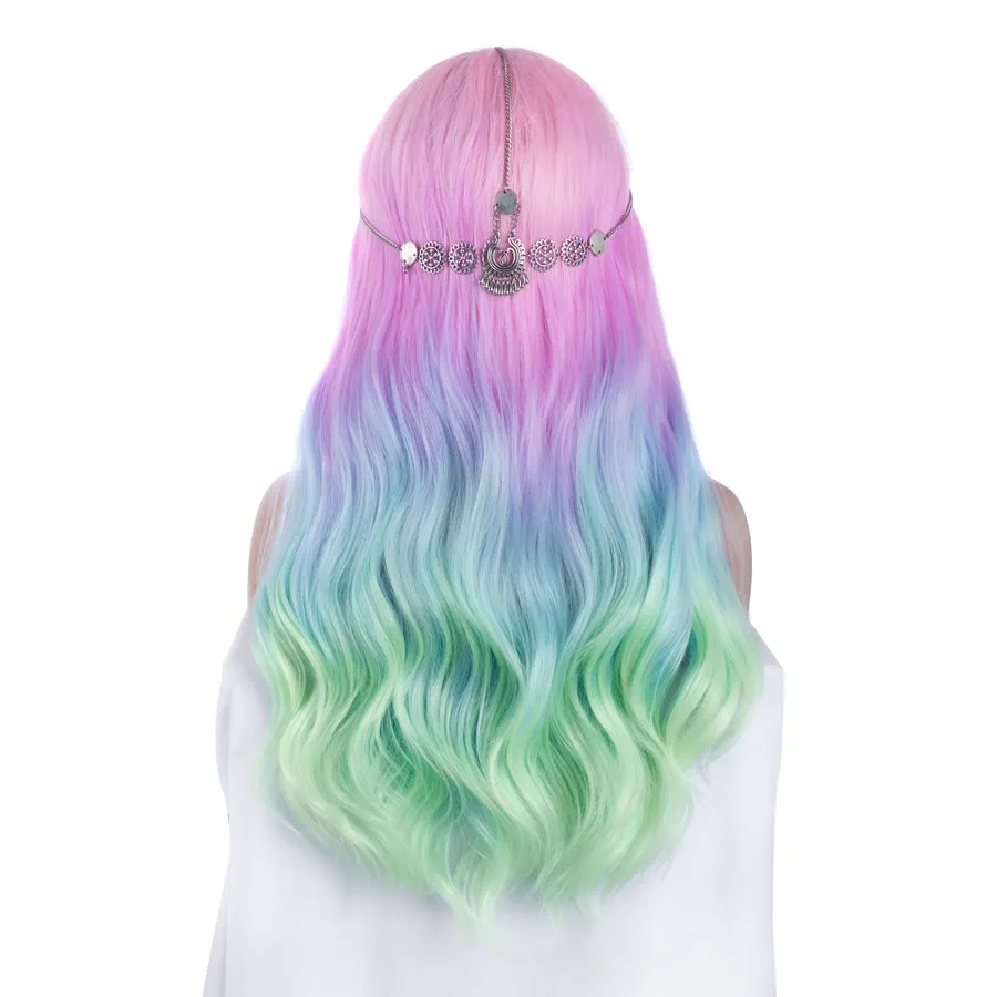 Mermaid - Colorful Long Wavy Synthetic Lace Front Wig Imstyle