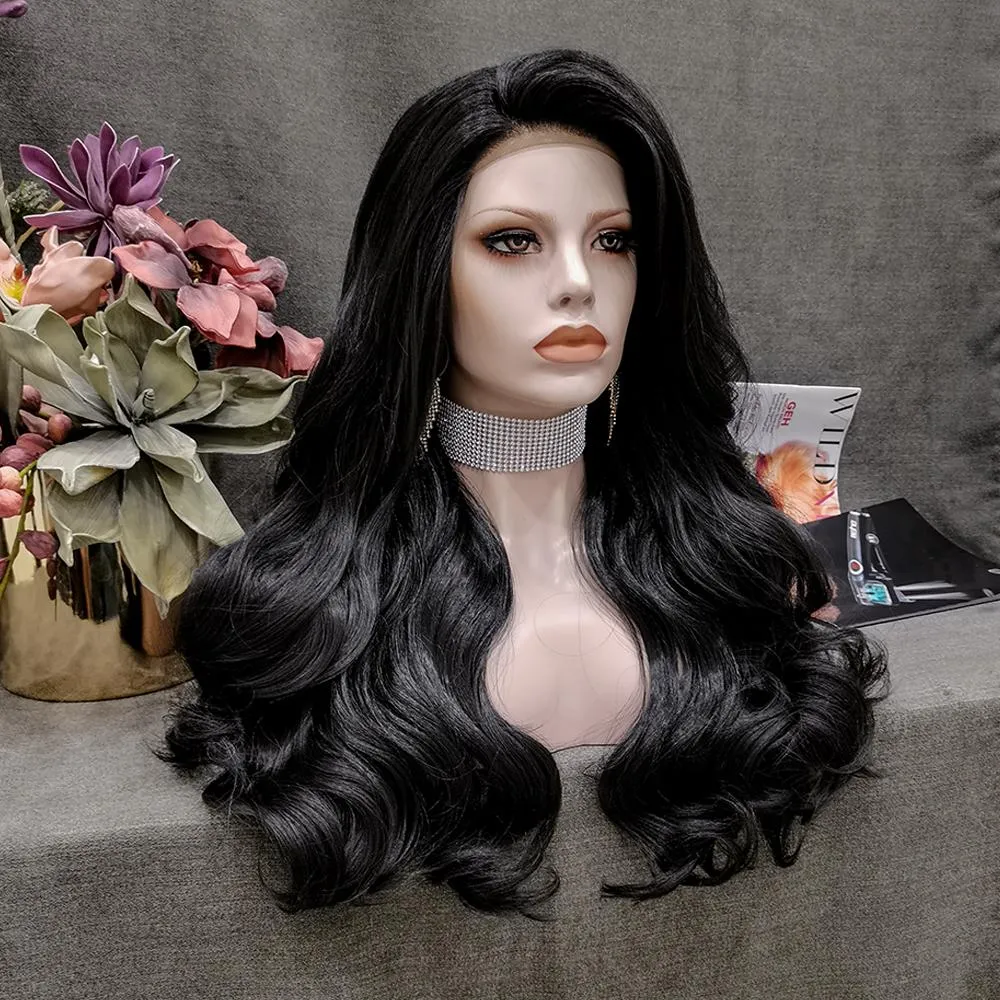 Natalia-Black Long Wavy Synthetic Lace Front Wig Imstyle