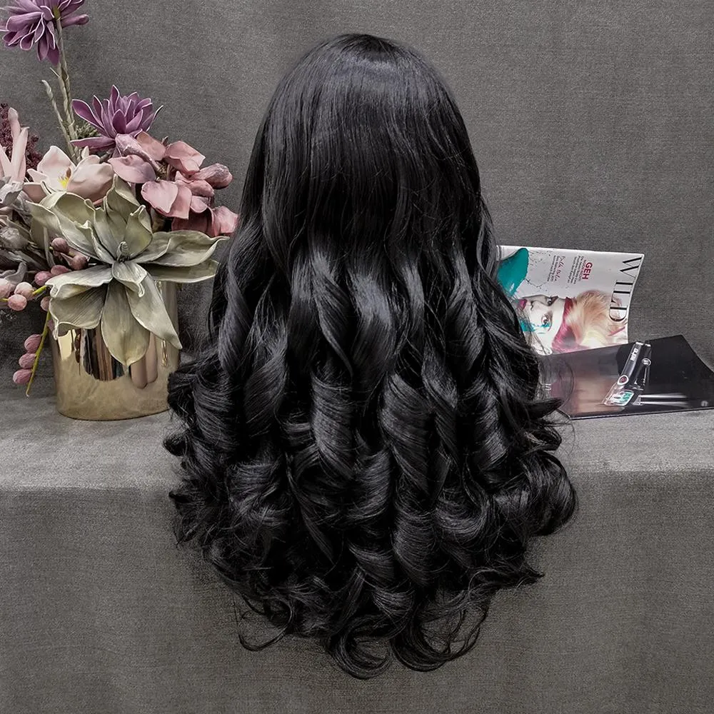 Natalia-Black Long Wavy Synthetic Lace Front Wig Imstyle